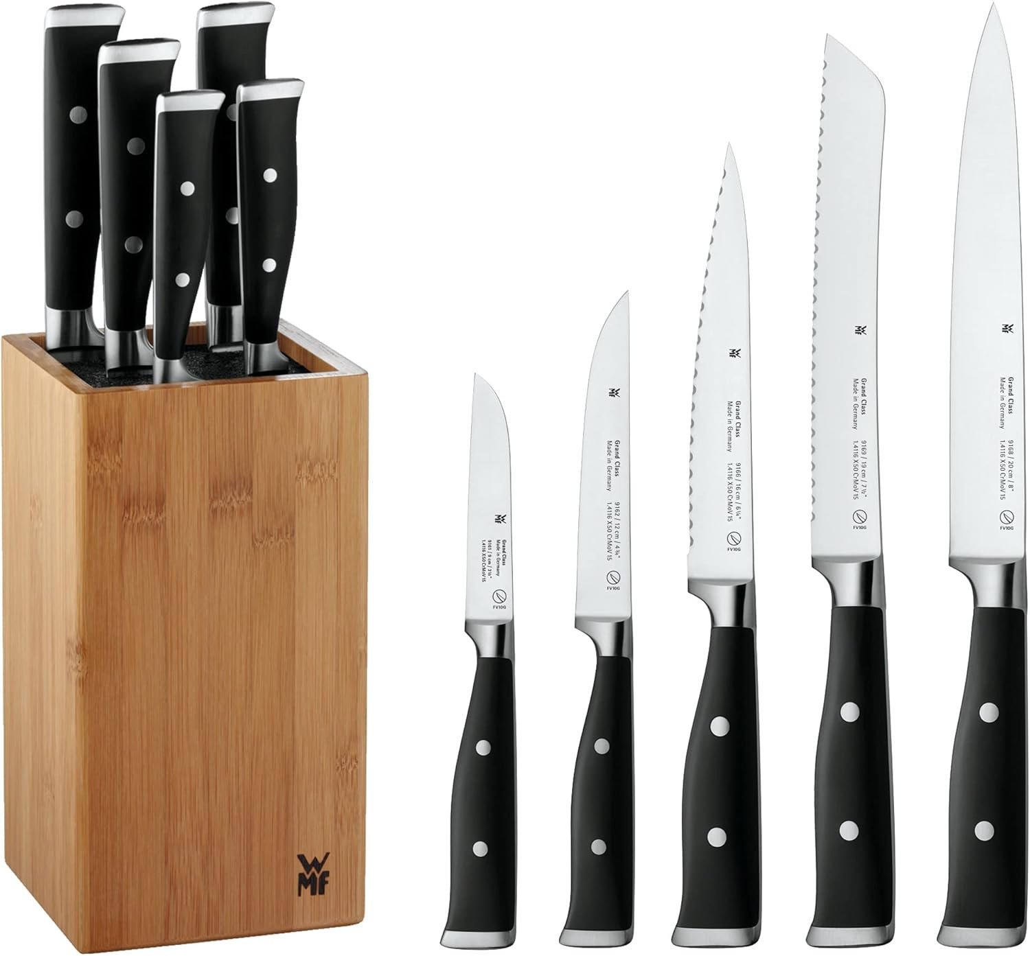 WMF Grand Class Blok bambusowy na noże z 6-częściowym zestawem noży
