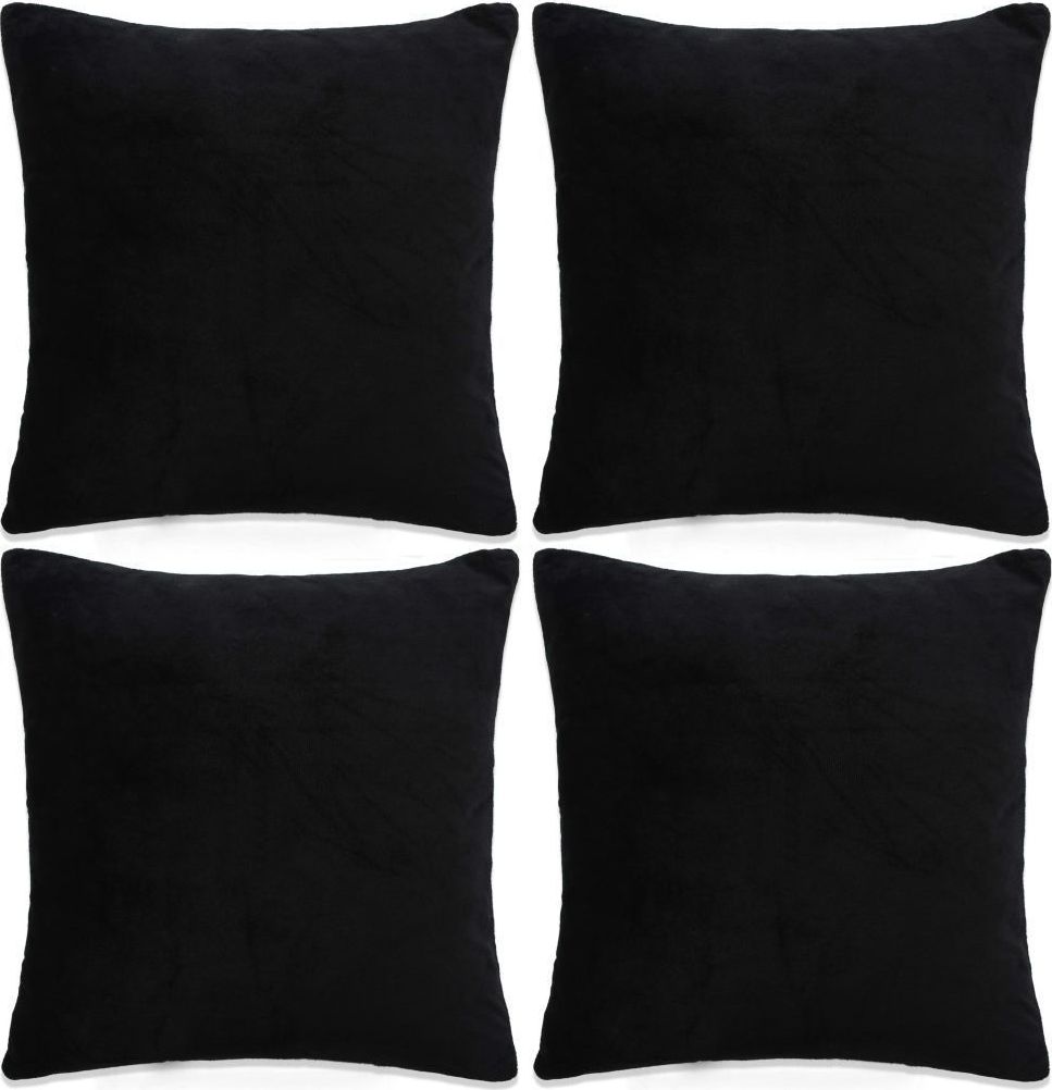 vidaXL Poszewki na poduszki, 4 szt,. welur, 80x80 cm, czarny
