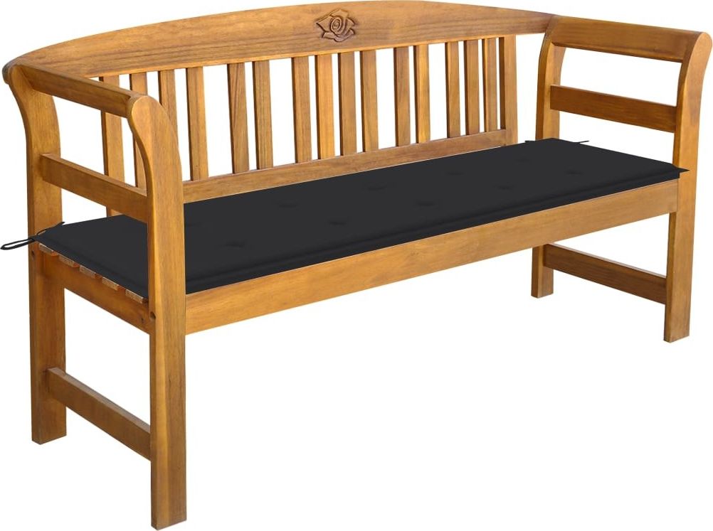 vidaXL Ławka ogrodowa z poduszką, 157 cm, lite drewno akacjowe