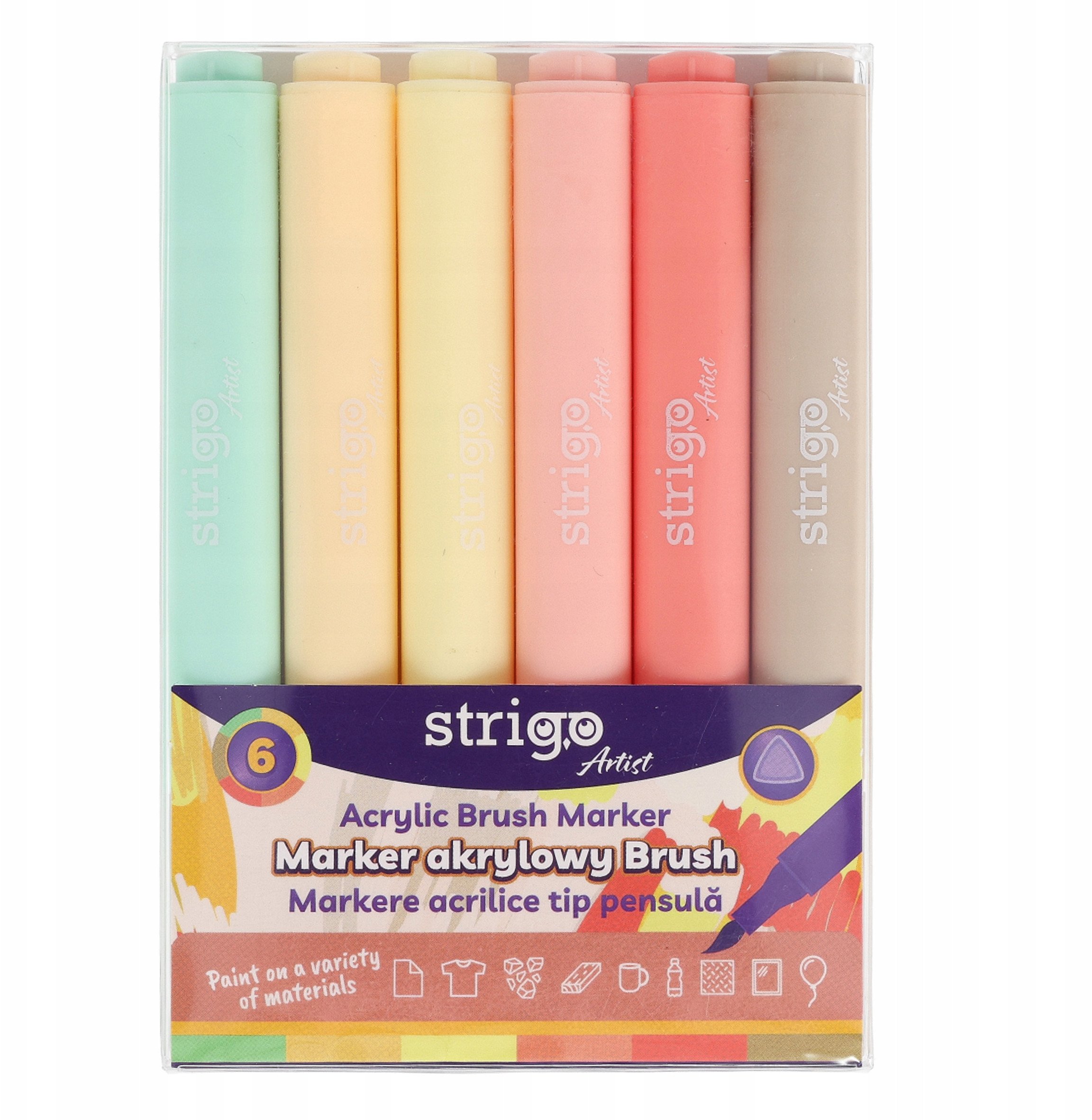 Strigo Marker akrylowy Brush 6 kolorów