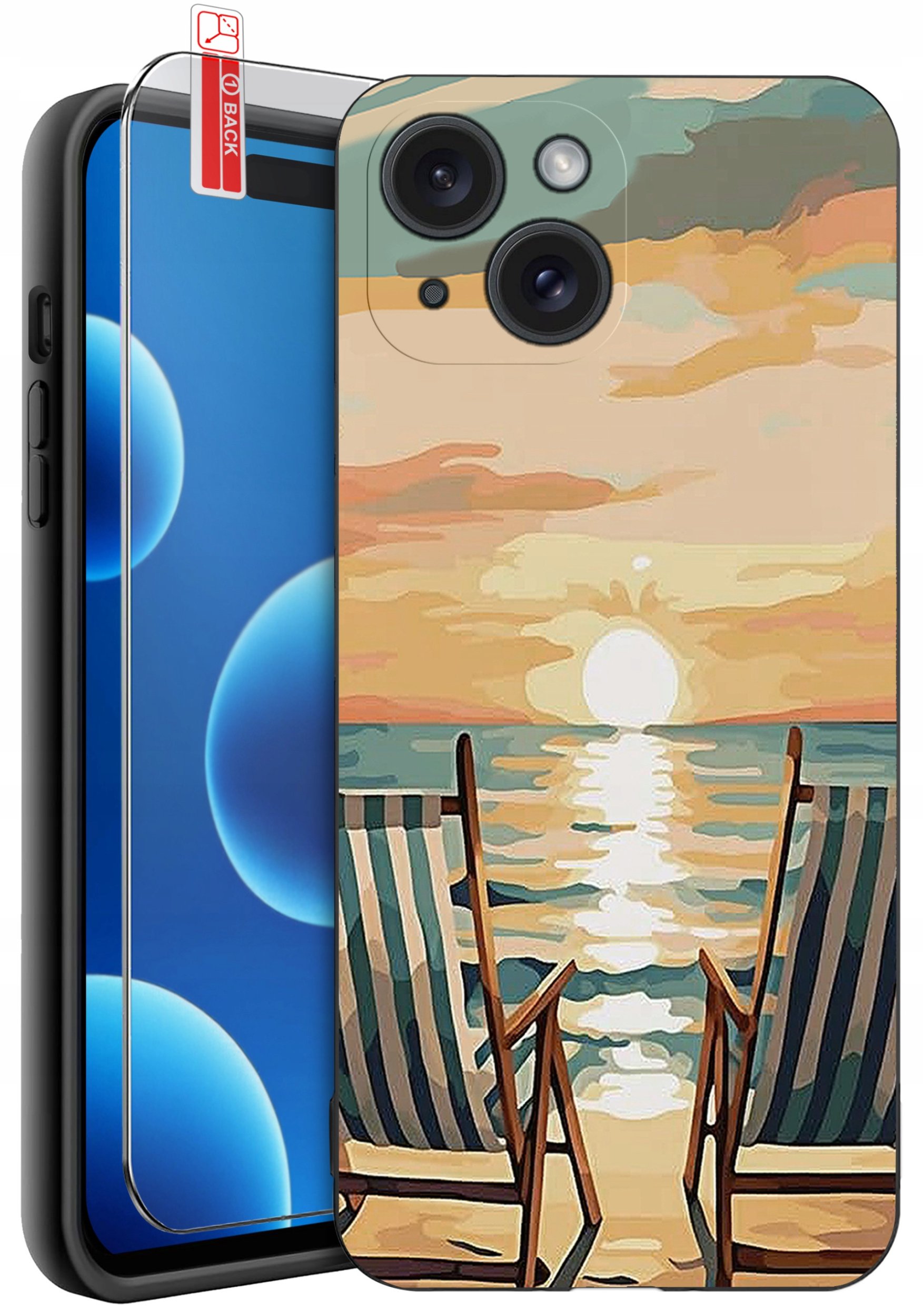 ETUI do iPhone 15 | WZORY | SILIKONOWE MATT CASE + SZKŁO 9H