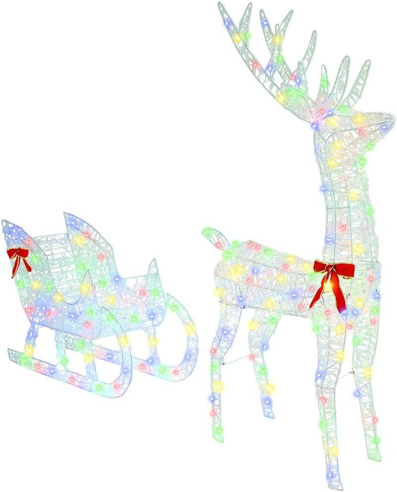 vidaXL Renifer ciągnący sanie kolorowy 70 x 26 x 128,5 cm Akryl