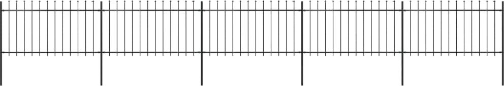 vidaXL Ogrodzenie z prętów z grotami, stalowe, 8,5 x 1 m, czarne
