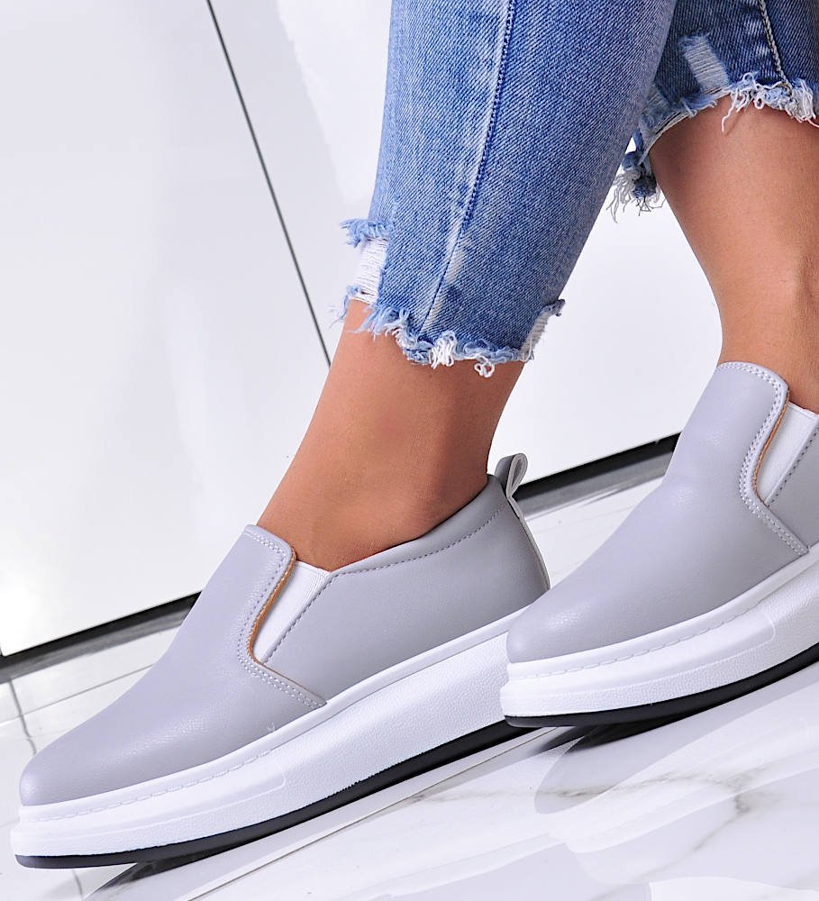 Pantofelek24 Szare trampki damskie na platformie /G2-3 12486 T291/ 39