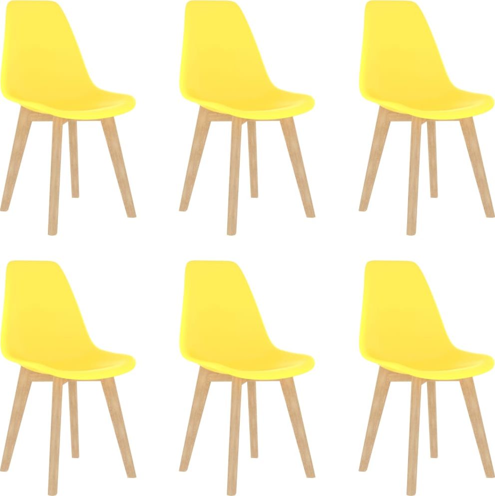 vidaXL Krzesła stołowe, 6 szt., żółte, plastik