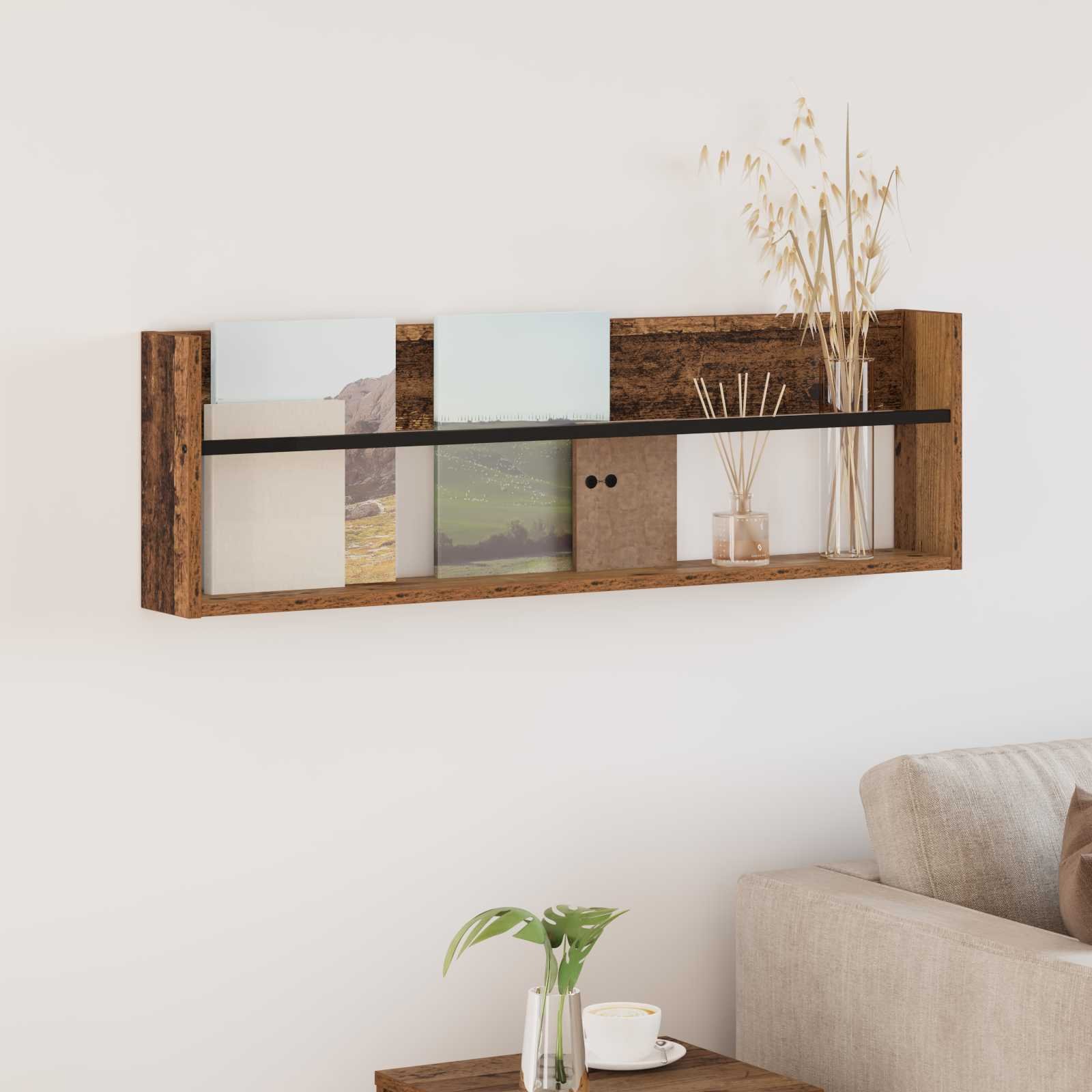 vidaXL Regał na gazety z półką w stylu vintage, 100 x 12 x 30 cm