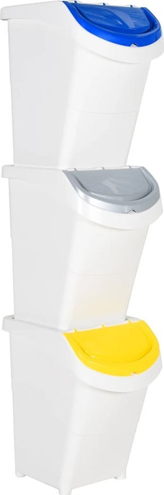 Kosz na śmieci vidaXL vidaXL Kosze na śmieci układane w stos, 3 szt., białe, PP, 120 L