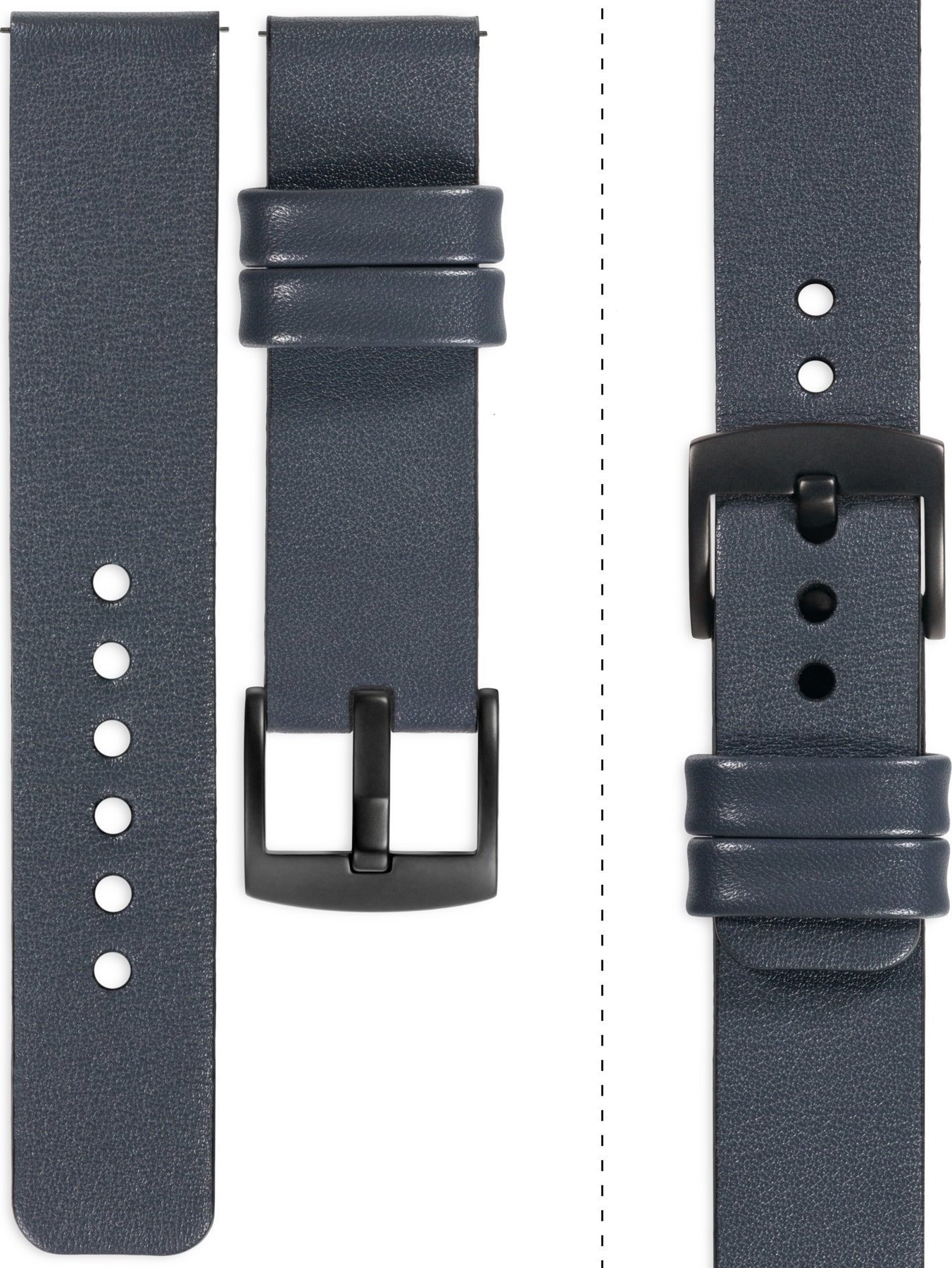 moVear moVear Prestige S1 Skórzany pasek 22mm do zegarka / smartwatcha | Szary stalowy [klamra do wyboru] Standard