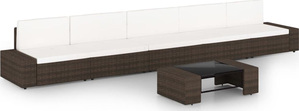 vidaXL 6-cz. ogrodowy zestaw wypoczynkowy, poduszki, rattan PE, brąz