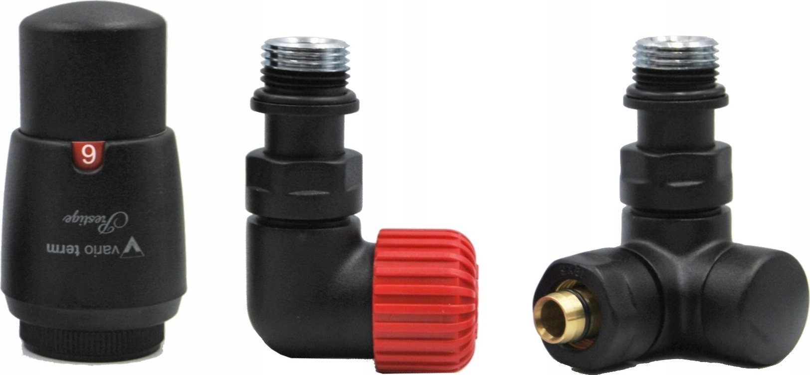 Varioterm Zestaw grzejnikowy Vision termostatyczny lewy Czarny strukturalny