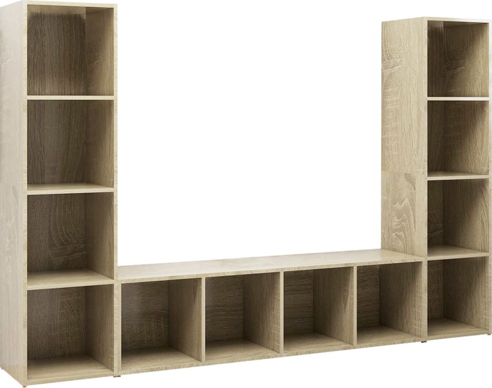 vidaXL Szafki TV, 3 szt., dąb sonoma, 142,5x35x36,5 cm, płyta wiórowa