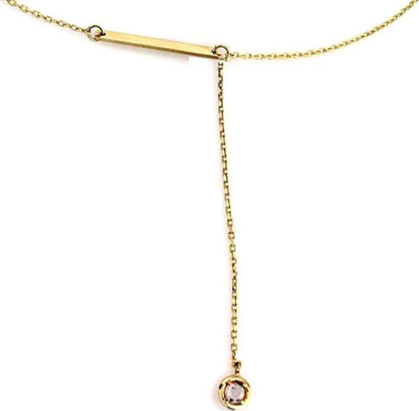 Lovrin Złoty naszyjnik 585 krawatka z blaszką i kamieniem