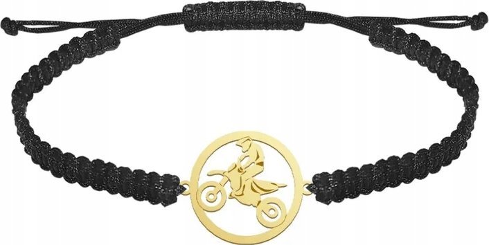Radziszewska Jewellery Bransoleta Pozłacana Męska Motocross Sznurek 925 Prezent GRAWER GRATIS
