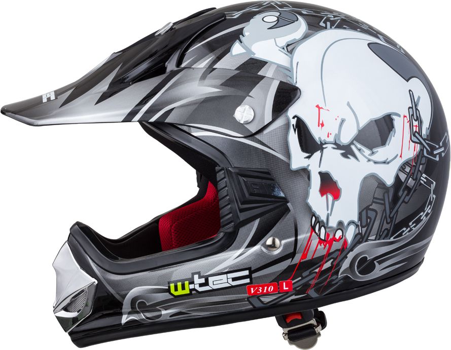W-Tec Młodzieżowy kask motocyklowy V310 Czarny czaszka r. M 51-52 (8693-M-1)
