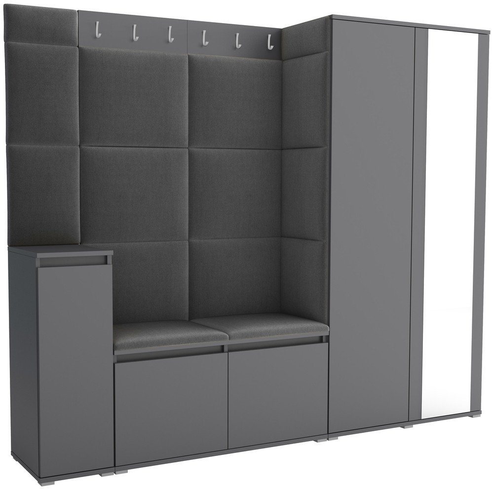 Tapicerowana garderoba Noris VIII z lustrem - kolor antracyt + tkanina Trinity 15