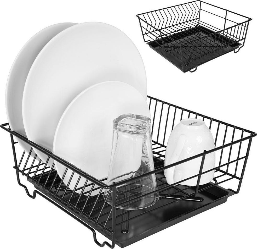 Vilde Suszarka na naczynia talerze kubki czarna komorowa ociekacz do naczyń 32,5x32x13 cm