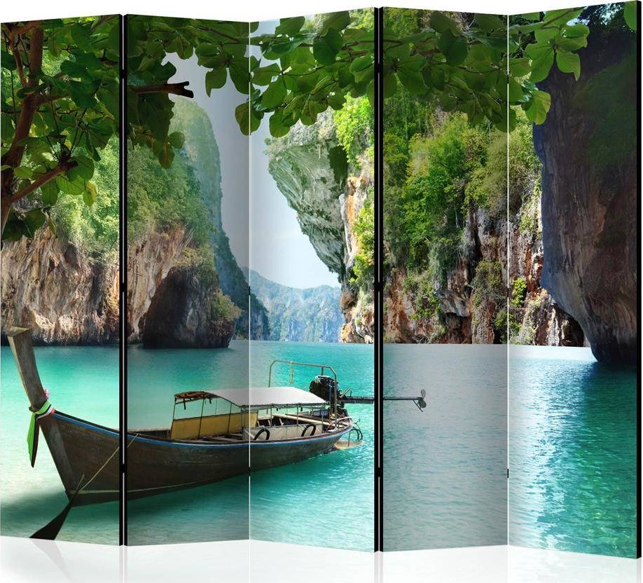 Artgeist Parawan 5-częściowy - Opuszczona łódź II [Room Dividers] uniwersalny