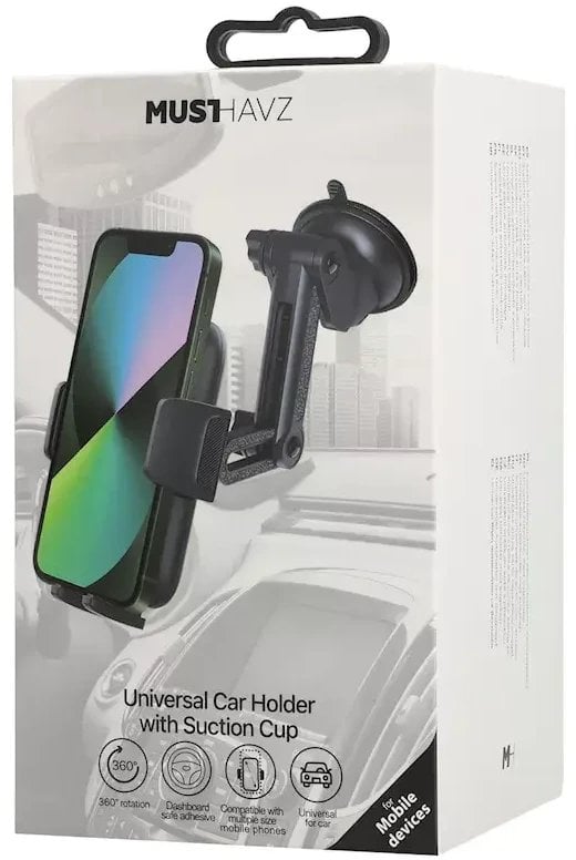 SEEK TOTI Universal Car Suction cup Phone Holder, Juodas