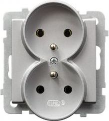 Ospel Gniazdo podwójne Sonata mat z/u 16A IP20 srebro (GP-2RRZ/m/38)