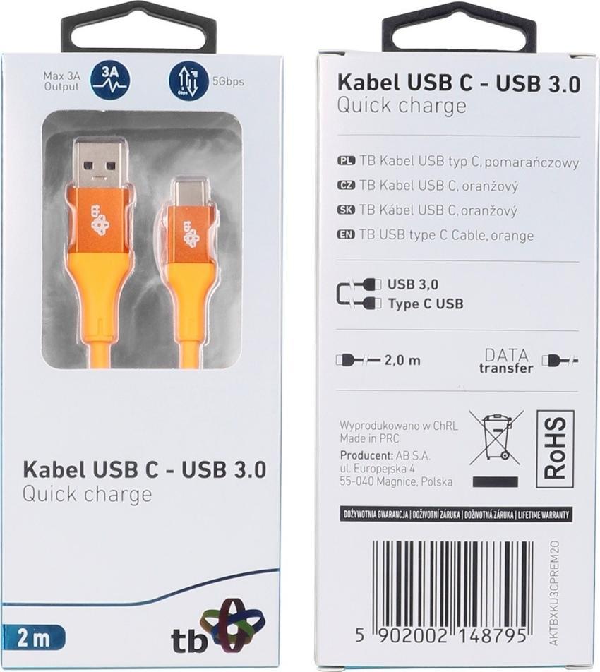 Kabel USB TB Print USB-A - USB-C 2 m Pomarańczowy (1_791105)