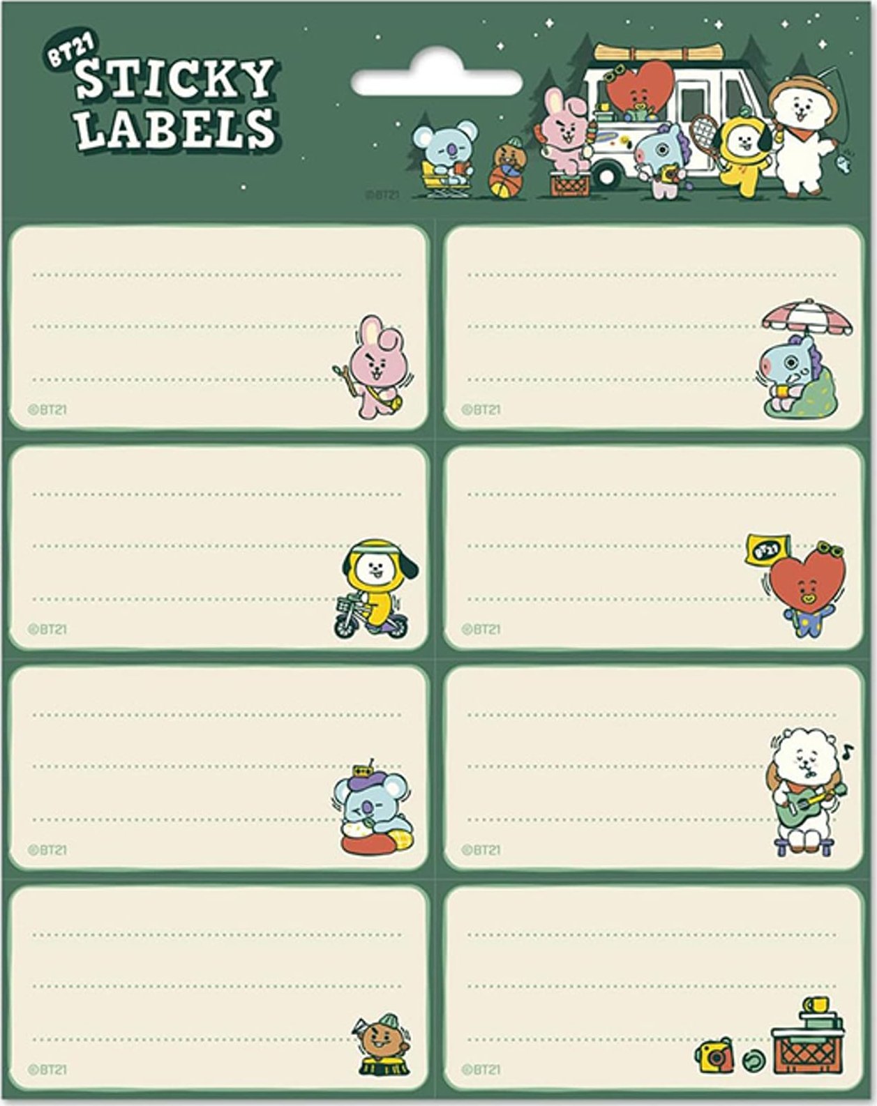 BT21 BT21 - Zestaw 16 naklejek na zeszyty / książki Outdoor Weekend