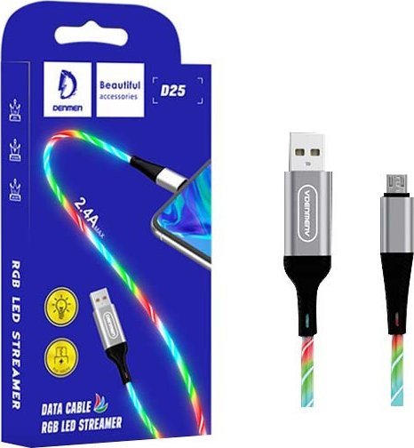 Kabel USB Vega USB-A - microUSB 1 m Srebrny (29971)