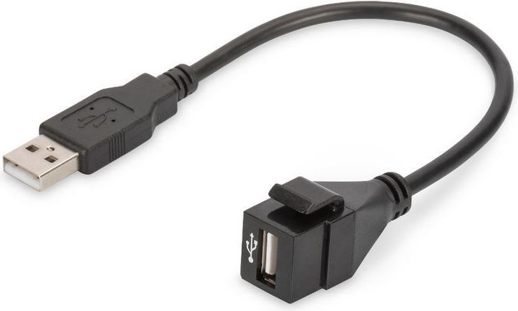 Digitus Moduł Keystone USB 2.0 z kablem 16cm, łącznik do gniazd i pustych paneli, żeński/męski, czarny (DN-93402)