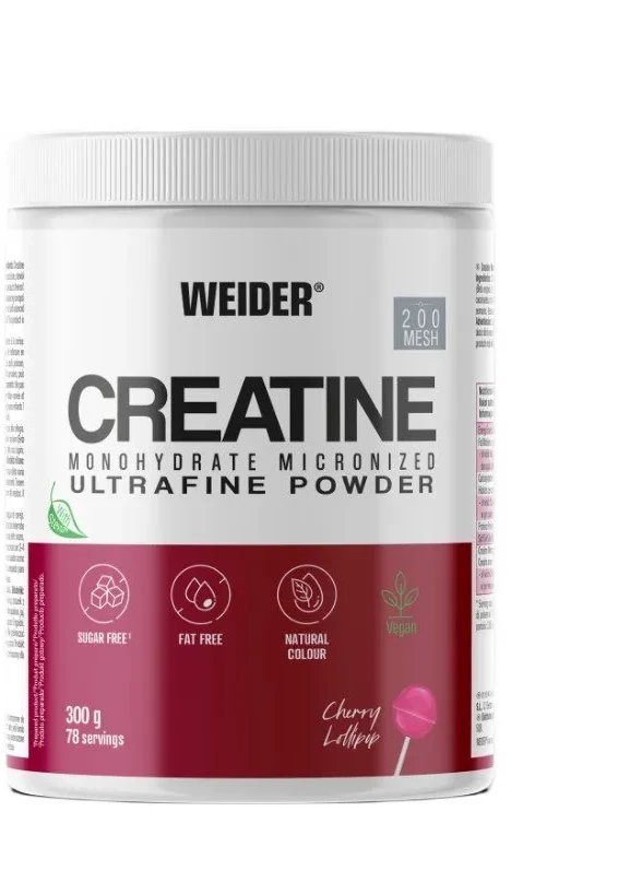 Weider - Kreatyna, Mikronizowany Monohydrat, Cherry Lollipop, Proszek 300 g
