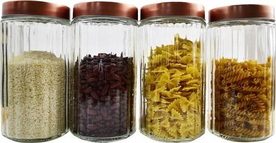 STALMAN Zestaw 4 Pojemników Szklanych słój Pasy 1,8 l