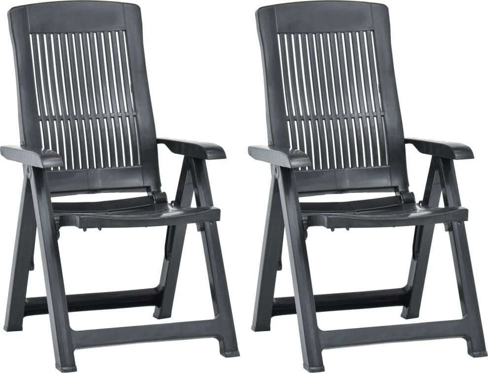vidaXL Rozkładane krzesła do ogrodu, 2 szt., plastikowe, antracytowe