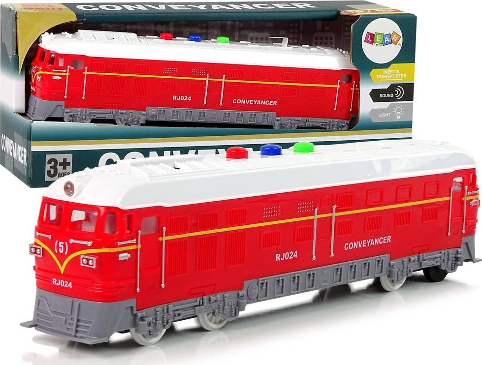 LeanToys Pociąg 1:32 Napęd Czerwony Dźwięk Światła