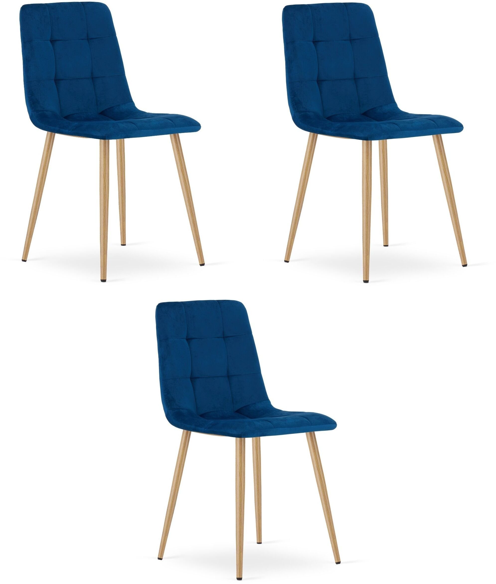 Leobert Krzesło upholstered dining chair KARA navy velvet for the living room x3