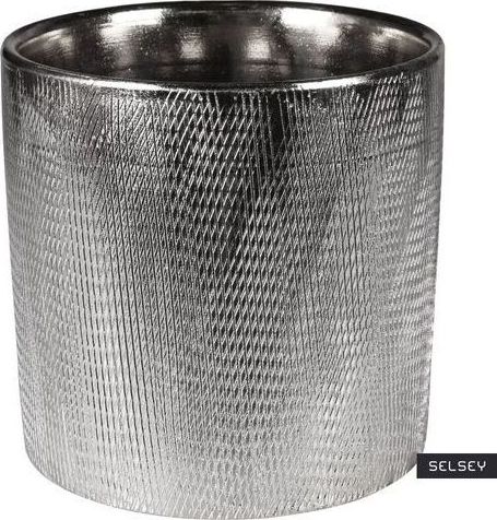 Selsey SELSEY Osłonka na doniczkęStelly ceramiczna 13,5 cm srebrna