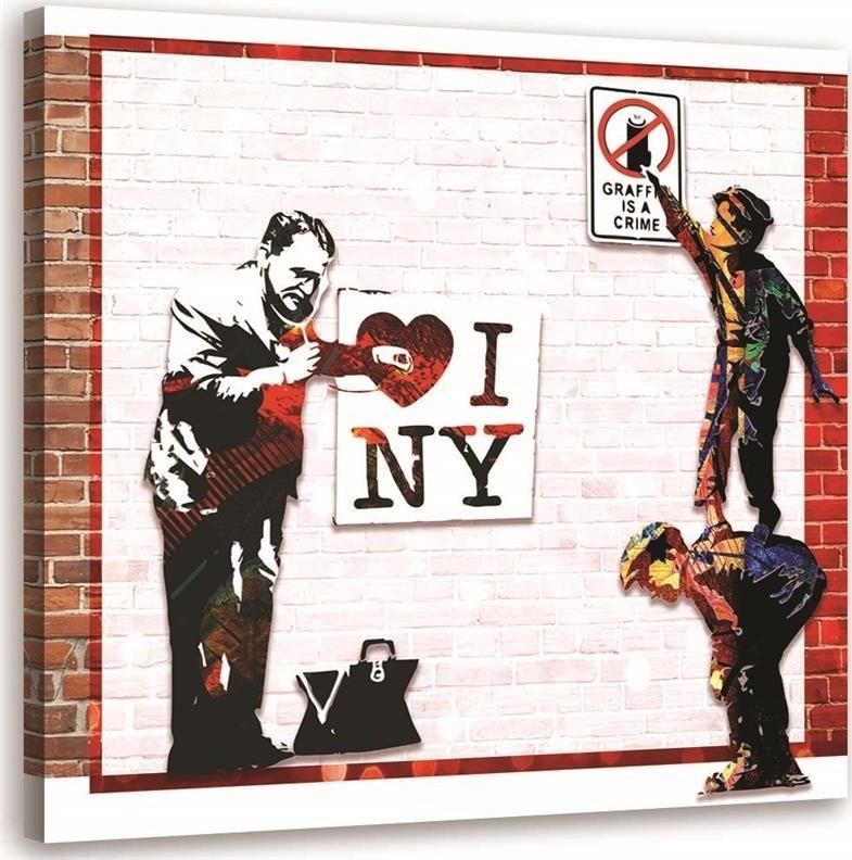 Feeby OBRAZ NA PŁÓTNIE Banksy - I love New York 40x40