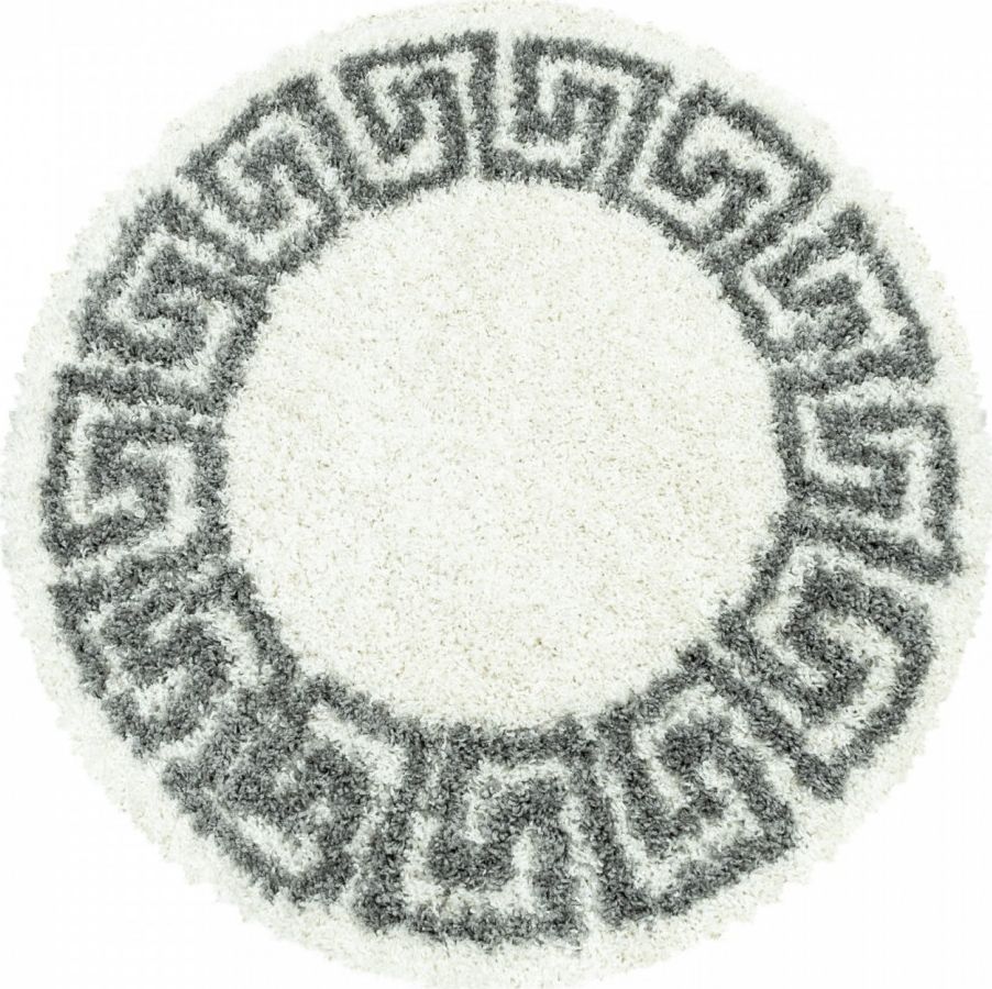 Ayyildiz Hali Dywan do salonu i sypialni Shaggy Kudłacz Kremowo Szary Koło HEROS