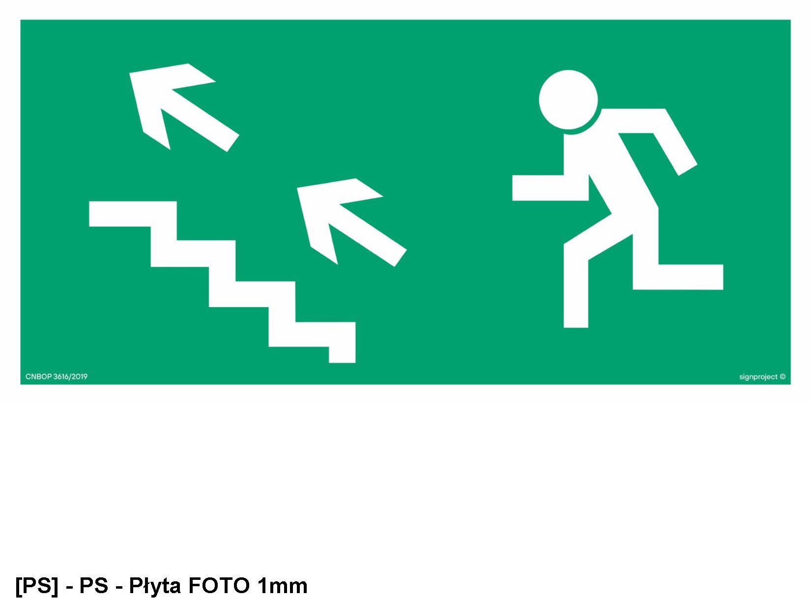AA006 - Kierunek do wyjścia drogi ewakuacyjnej schodami w górę w lewo 800x400