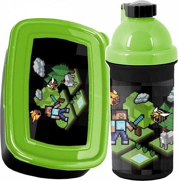 Minecraft Bidon Śniadaniówka Gra Gamer Zestaw Gaming Piksele dla Chłopaka