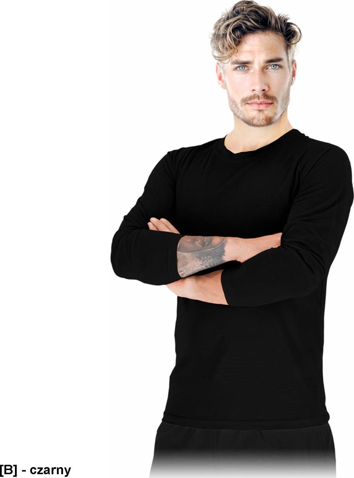 R.E.I.S. TS-PORTO-LS - T-shirt z siateczki męski dzianina 100% poliester 130-135 g/m2 krągły dekolt długi rękaw - czarny 2XL