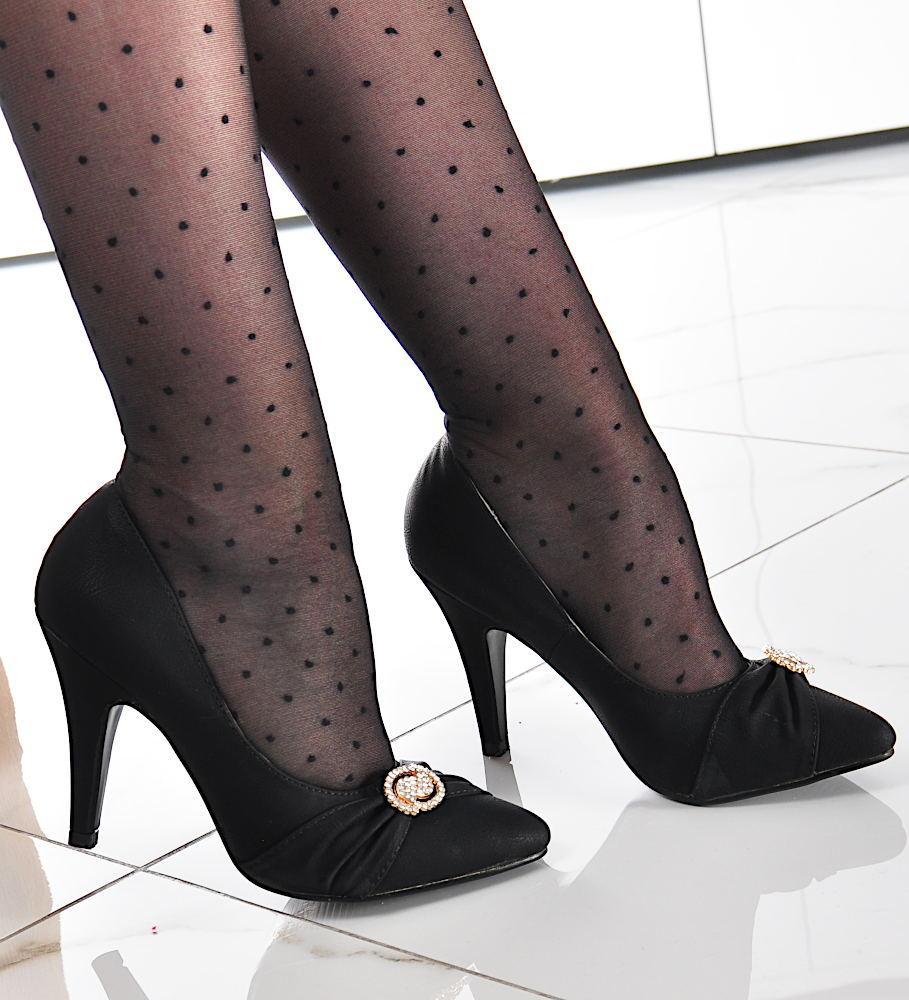 Pantofelek24 Eleganckie czółenka damskie na obcasie CZARNE /G7-3 5174 S009/ 40