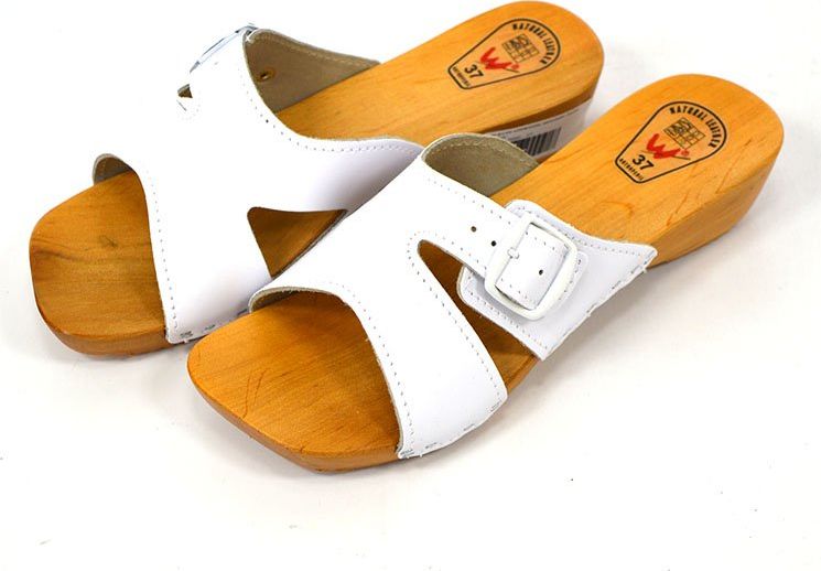 Wójciak Białe p199 Drewniaki skórzane damskie Wójciak 35