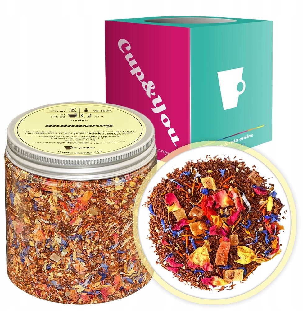 Herbata Rooibos ANANASOWA czerwonokrzew bez kofeiny ananas jaśmin mango - herbata sypana liściasta napar z czerwonokrzewu PREMIUM Cup&You