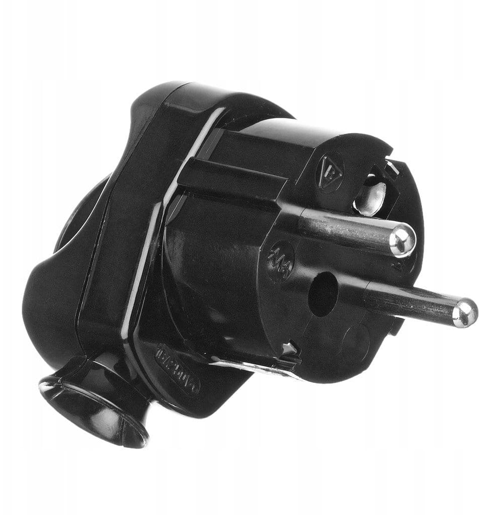 Wtyczka kątowa z uchwytem unischuko 2P+Z IP20 250V 16 A, czarna 24014