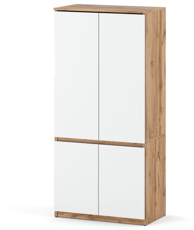 Szafa Do Przedpokoju Z Półkami 80cm Garderoba Drążek Posti Dąb Wotan Biała