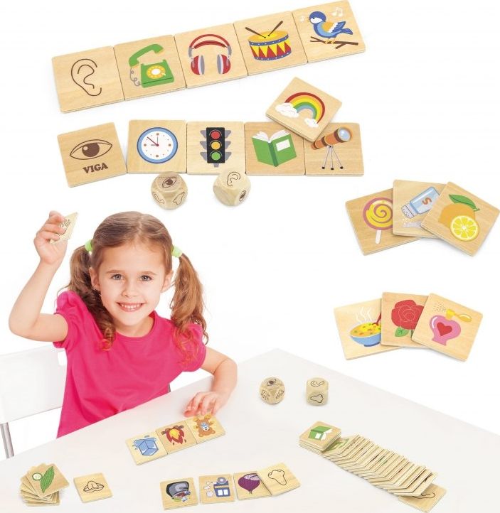 Viga Toys VIGA Gra Edukacyjna Układanka Ucząca Sortuj Zmysły 37 el.