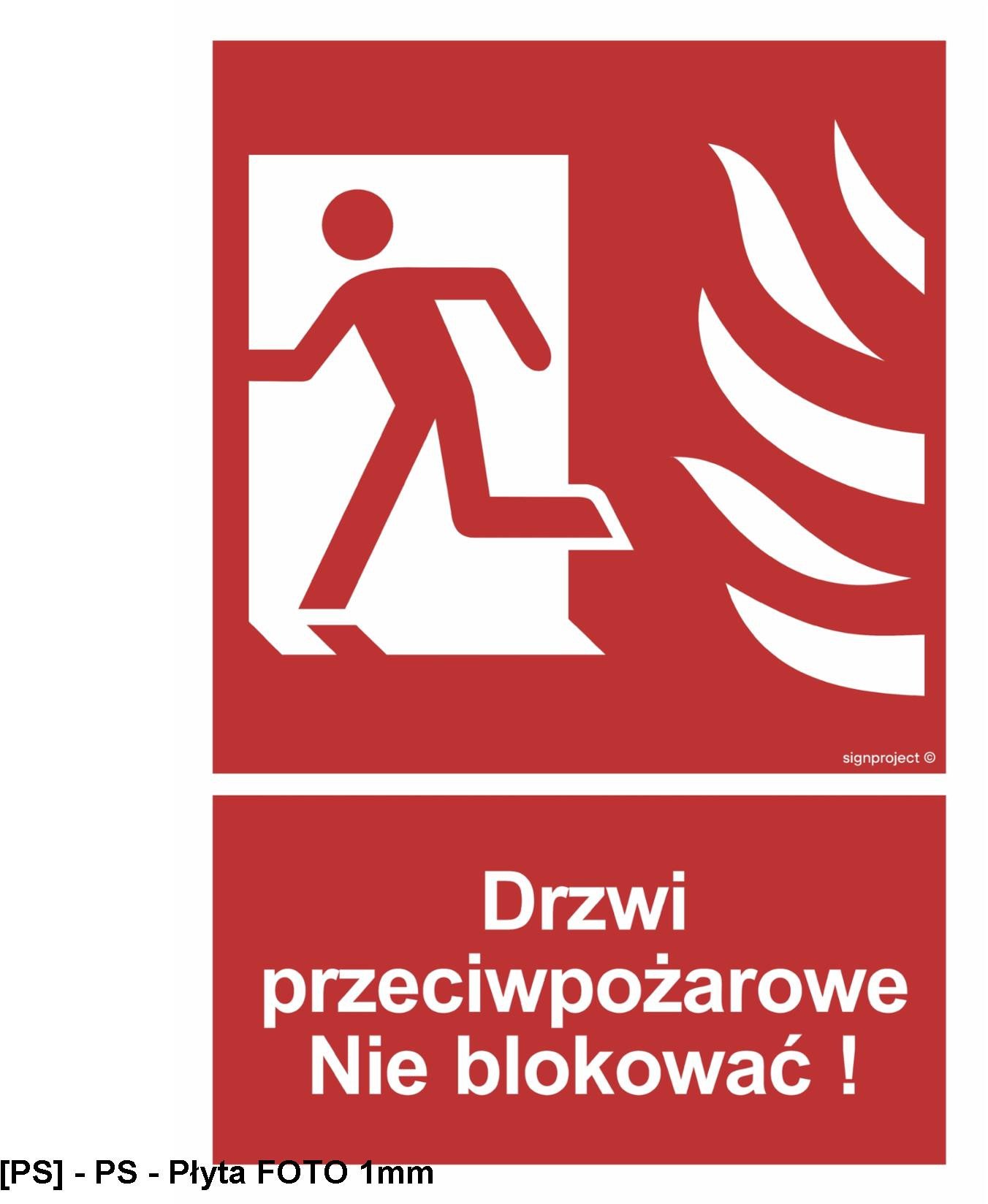 BC057 - Drzwi przeciwpożarowe. Nie blokować! lewostronne 50x74
