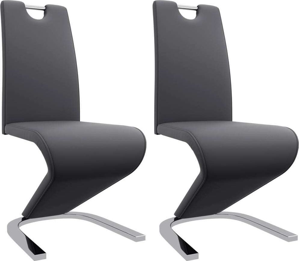 vidaXL Krzesła o zygzakowatej formie, 2 szt., szare, sztuczna skóra