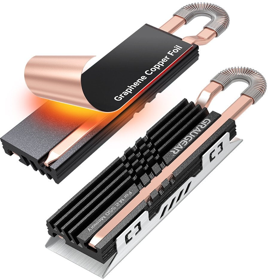 GRAUGEAR Heatpipe Kühlkörper SSD M.2 NVMe 2280 Graphen-Kupfe