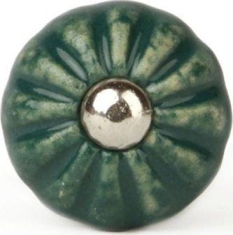 Knaufmanufaktur KWIATEK RETRO CIEMNOZIELONY - ceramiczna gałka do mebli