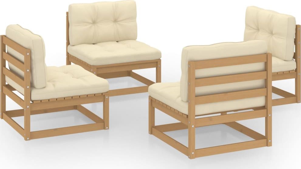 vidaXL 4-cz. zestaw wypoczynkowy do ogrodu, z poduszkami, lita sosna