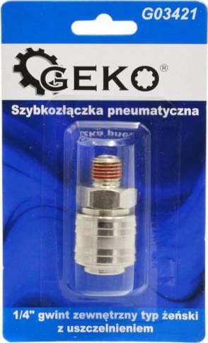 Geko SZYBKOZŁĄCZKA PNEUMATYCZNA TYP ŻEŃSKI 1/4" GWINT ZEWNĘTRZNY Z USZCZELNIENIEM (BLISTER) (10/100) G03421 GEKO